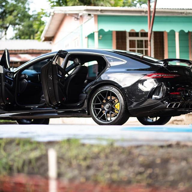 Black Mercedes coupe after detailing